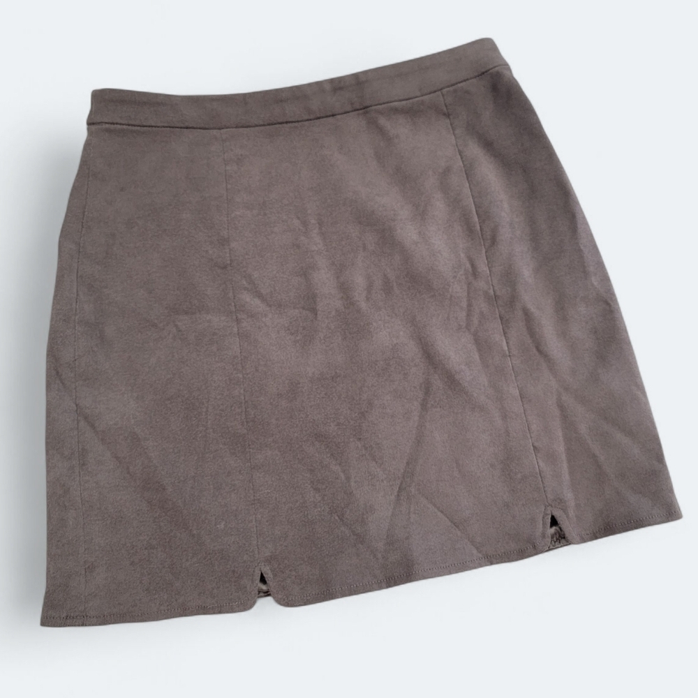 Just In Brown Faux Suede Mini Skirt Size Medium
